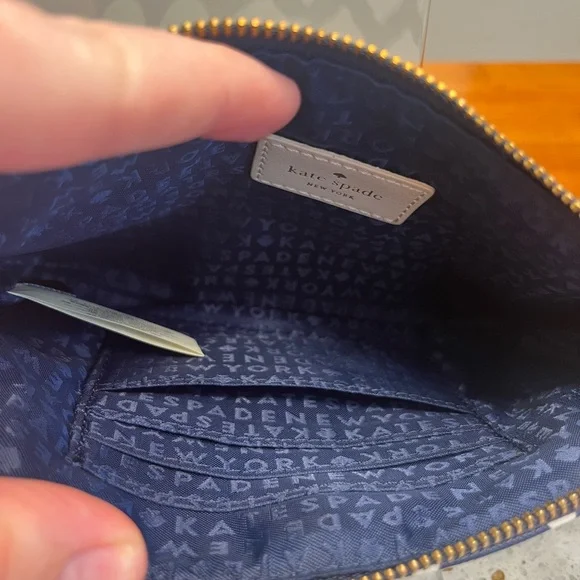 Kate Spade Blue and White Geometric Clutch - Lemon Pattern - Picture 6 of 7